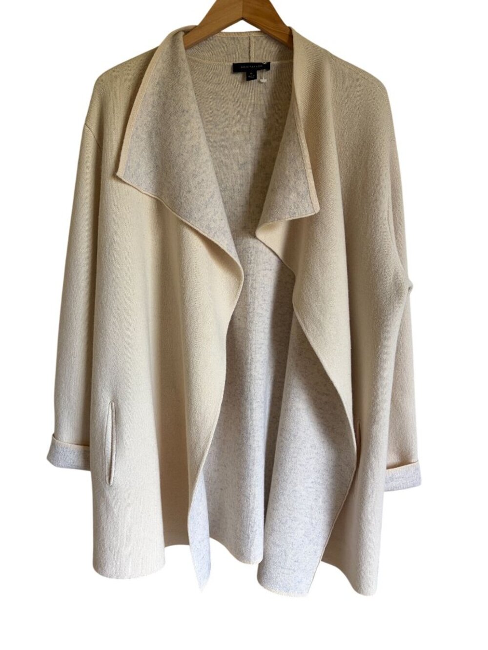 Ann Taylor Wool Cashmere Blend Ivory Cardigan Pockets Size XL